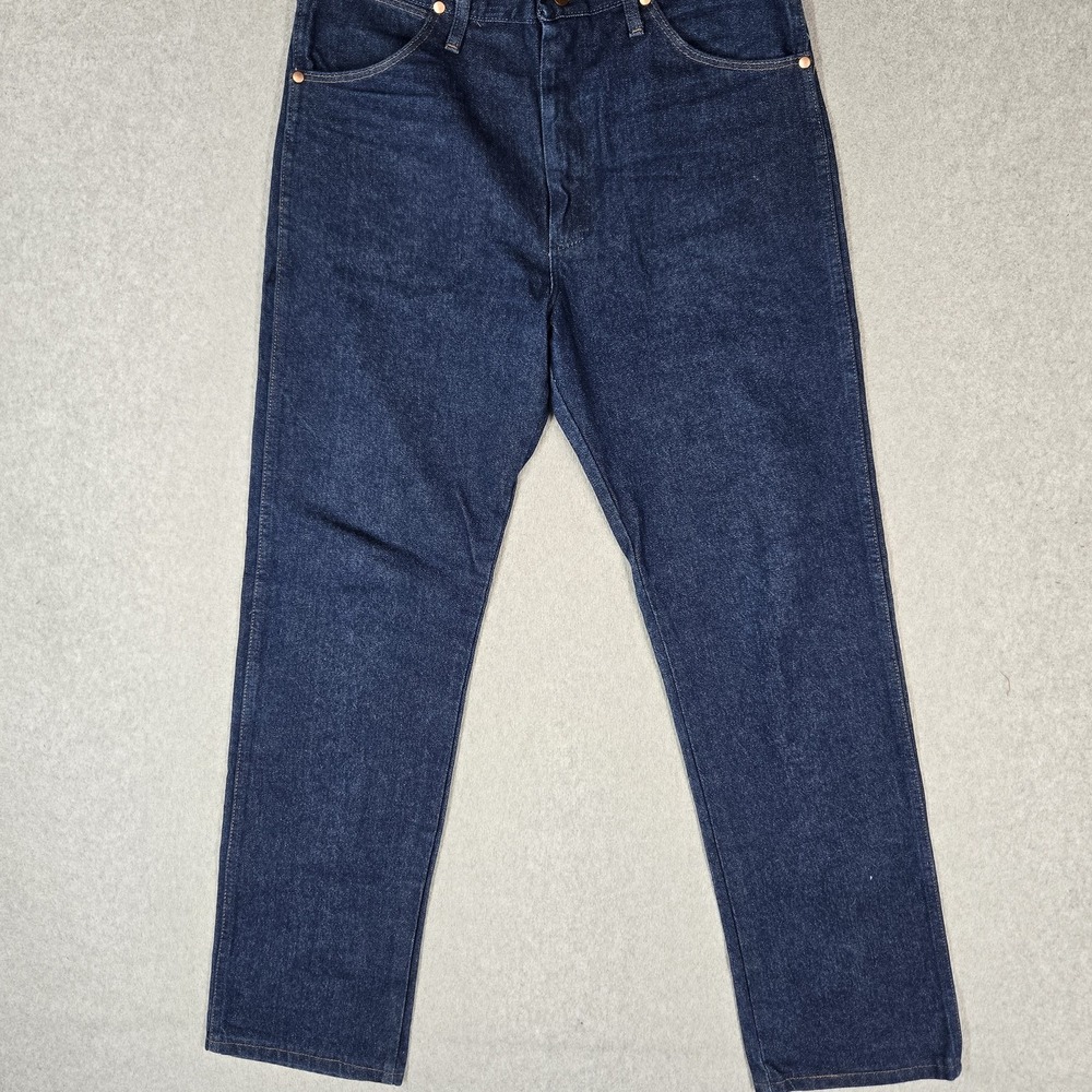 Wrangler Men Jeans 34X35 Blue Denim 13MWZ Cowboy Cut Original Fit 33" Inseam
